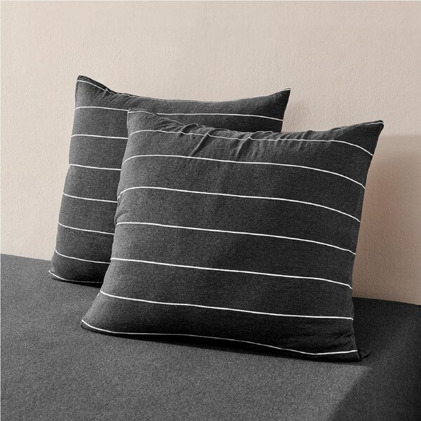 Dreamaker Jersey Luxe 100% Cotton European Pillowcase Twin Pack Charcoal