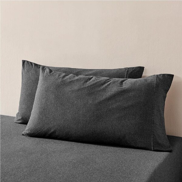 Dreamaker Jersey Luxe 100% Cotton King Pillowcase Twin Pack Charcoal