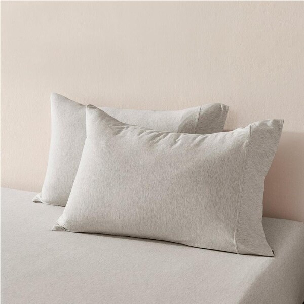 Dreamaker Jersey Luxe 100% Cotton Standard Pillowcase Twin Pack Oatmeal