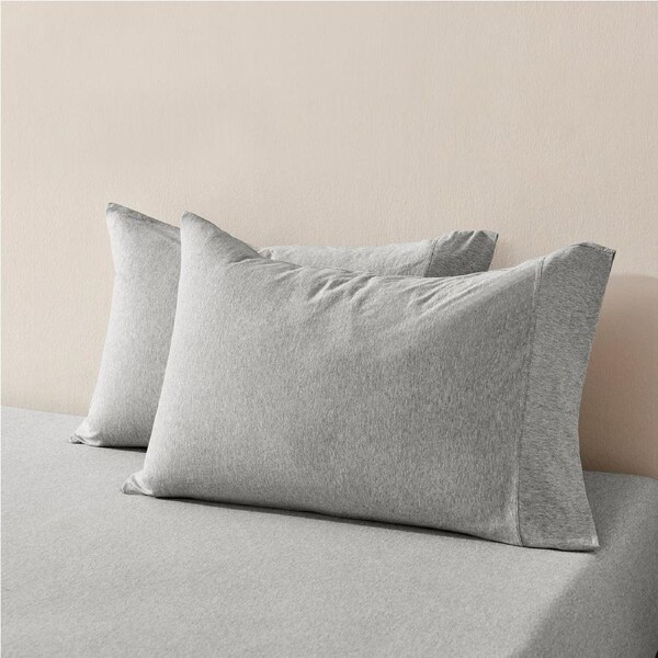 Dreamaker Jersey Luxe 100% Cotton Standard Pillowcase Twin Pack Silver Grey