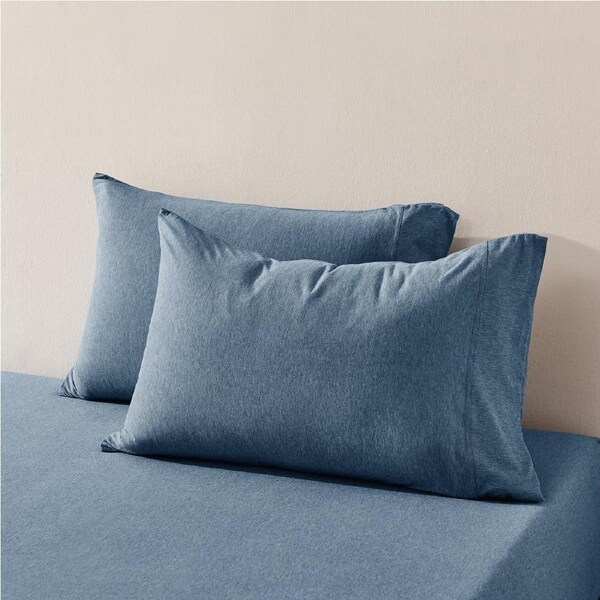 Dreamaker Jersey Luxe 100% Cotton Standard Pillowcase Twin Pack Denim