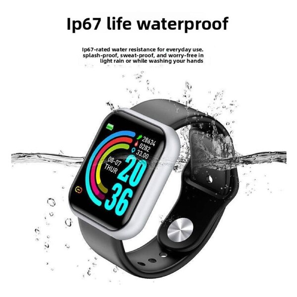Y68 Macaron Smart Bracelet D20 Macaron New Multi-Function Bluetooth Watch - Y68 silver black
