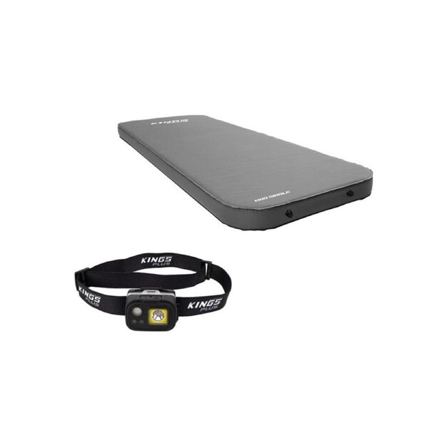 Kings Premium Self-Inflating Mattress Single + Premium Head Torch