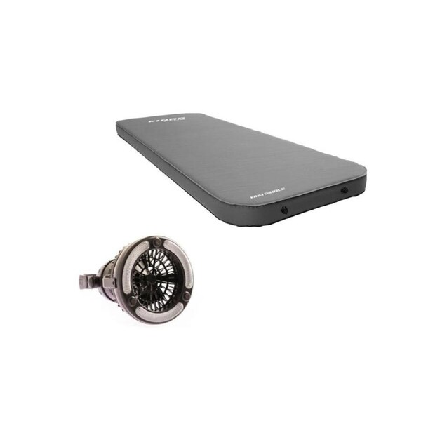 Kings Premium Self-Inflating Mattress Single + 2 in 1 LED Light/Fan