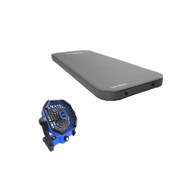 Kings Premium Self-Inflating Mattress Single + Lithium 2-in-1 LED Fan