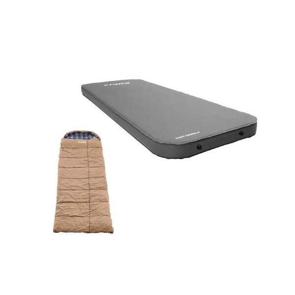 Kings Premium Self-Inflating Mattress Single + Premium Sleeping Bag - Right Zip