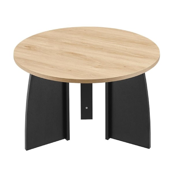 Design Square Alfie Wooden Round Coffee Tea Table 70cm Oak/Black