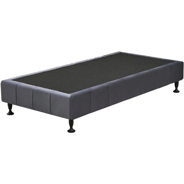 Design Square Velvet Fabric Platform Bed Frame Bed Base Single - Dark Grey