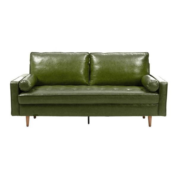 Design Square 2.5 Seater Faux PI Leather Lounge Couch Relaxing Sofa - Green