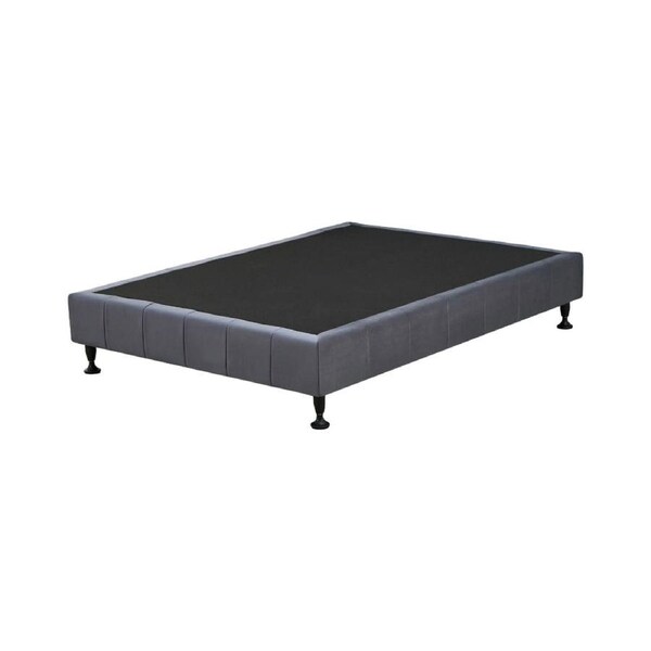 Design Square Velvet Fabric Platform Bed Frame Bed Base King Single - Dark Grey
