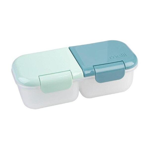 Melii Luxe 2 Compartment Snack Container - Blue/Mint