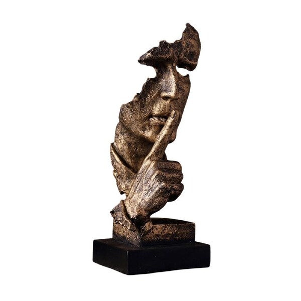 Abstract Half-Face Resin Sculpture with Distressed Metallic Finish