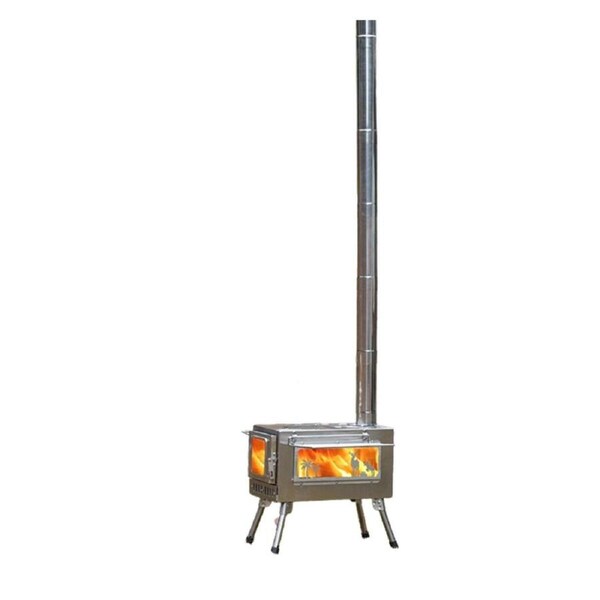 Portable Stainless Steel Camping Tent Stove: Multifunctional Wood Burner with both View Window, Outdoor Heater Cooker for Backpacking, Hiking, Fishing.