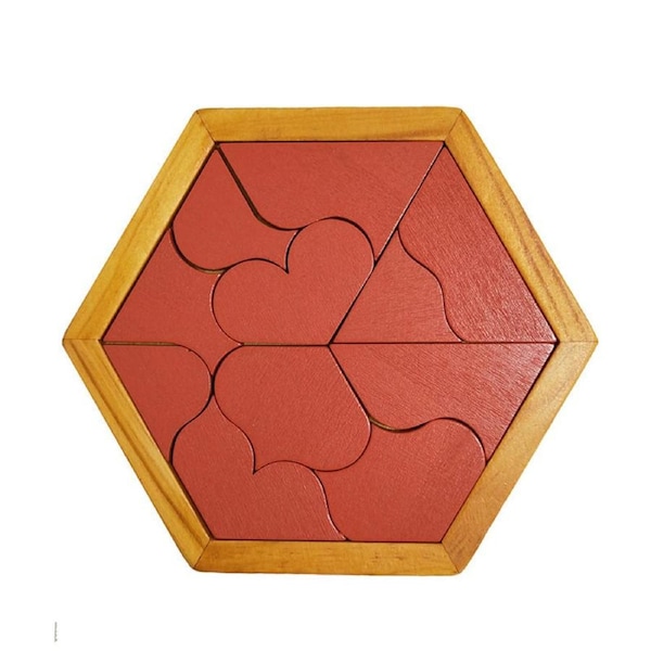 Nevenka Hexagon Tangram Puzzle Wooden Geometric Montessori Toy for Kids-E