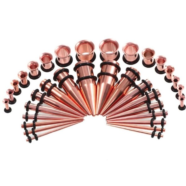 Nevenka 36 Pcs Ear Gauges Stretching Kit Stainless Steel Tapers Plugs Tools 14g-00g-Rose Gold