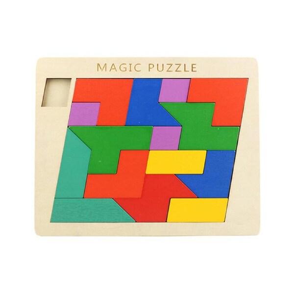 Nevenka Hexagon Tangram Puzzle Wooden Geometric Montessori Toy for Kids-M