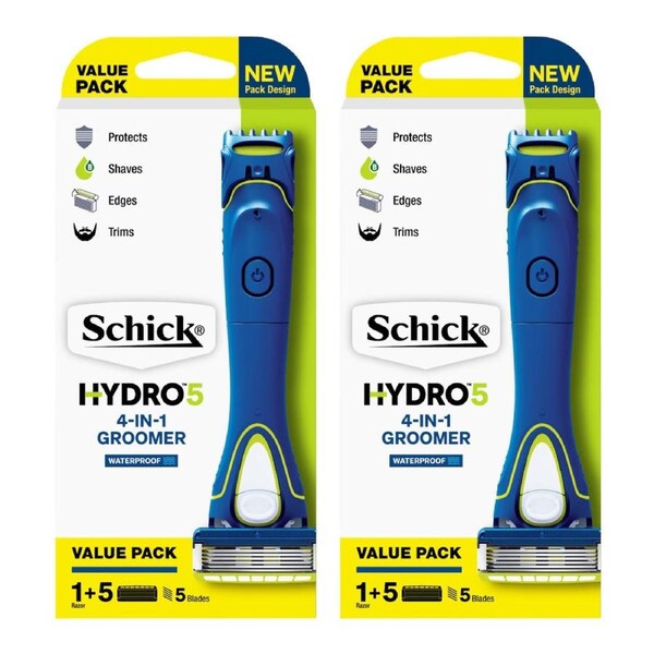 Schick Hydro 5 Groomer Razor Kit for Men 4-in-1 Power Trimmer 2 Count
