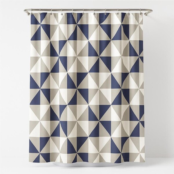 Printed Polyester Shower Curtain in Blue Diamond – 180 x 180cm (Rings Included)