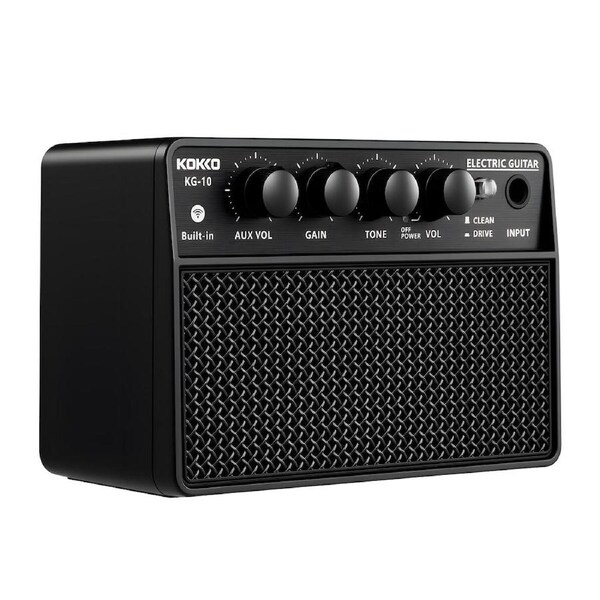 Electric Guitar Amplifier 10W Bluetooth Portable Desktop Mini Practice Amp Speaker Clean Drive Channel Headphone AUX Jack Battery Power Rechargeable