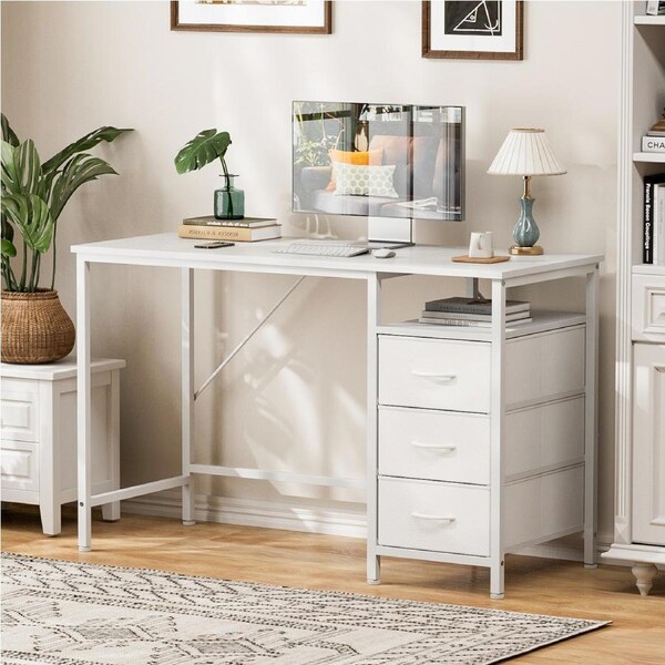 Home Office Computer Desk with 3 Drawers, Modern Simple Gaming Desk with Metal Frame Splice Board, Ideal Work and Study ?120CM ?