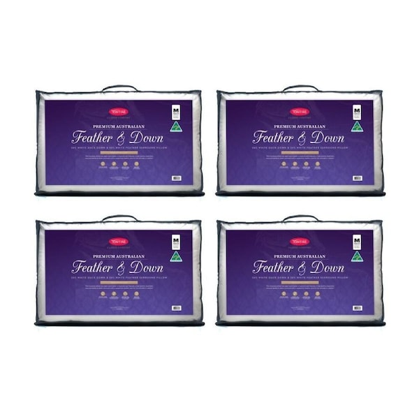 4PK Tontine 50/50 Australian Feather & Down Surround Medium Firm Pillow Standard