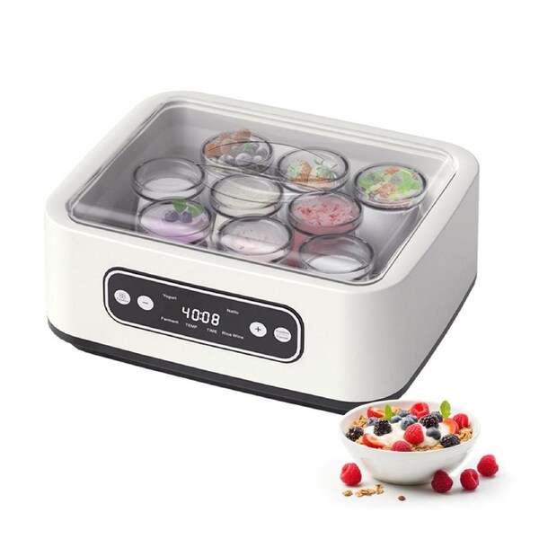 Mornest Yogurt Maker with 9 Glass Jars, Customisable Time & Temperature Control for Greek, Kefir & Homemade Yogurt, Multi-Functional Fermentation Machine for Probiotic Dairy & Natto
