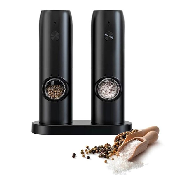 Electric Pepper Grinder & Salt Mill Set - USB Rechargeable, Adjustable Coarseness, Ceramic Grinder, LED Light, Spice Mill for Pepper, Salt, Herbs
