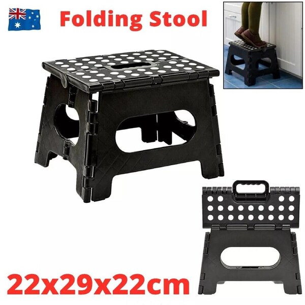 Folding Step Stool 22cm - Portable Plastic Chair - Store Flat - Outdoor Camping Seat