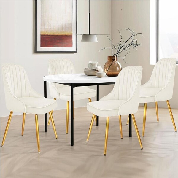ALFORDSON 4x Dining Chairs Velvet Beige