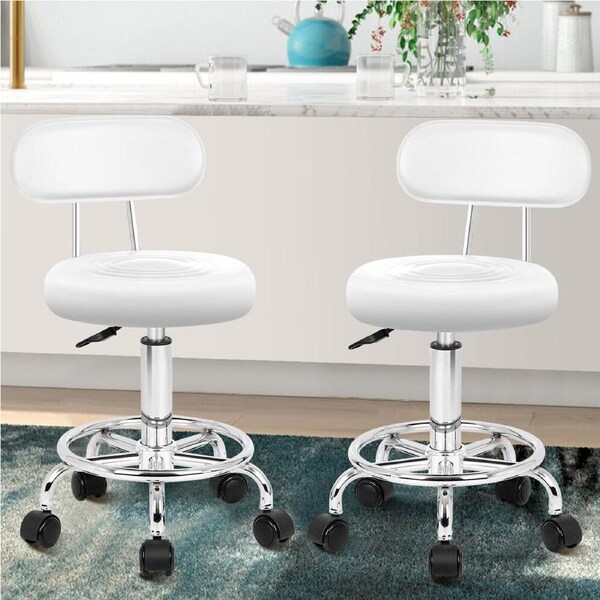 ALFORDSON 2x Salon Stool Backrest Swivel Chair Barber Hairdressing Declan (White)