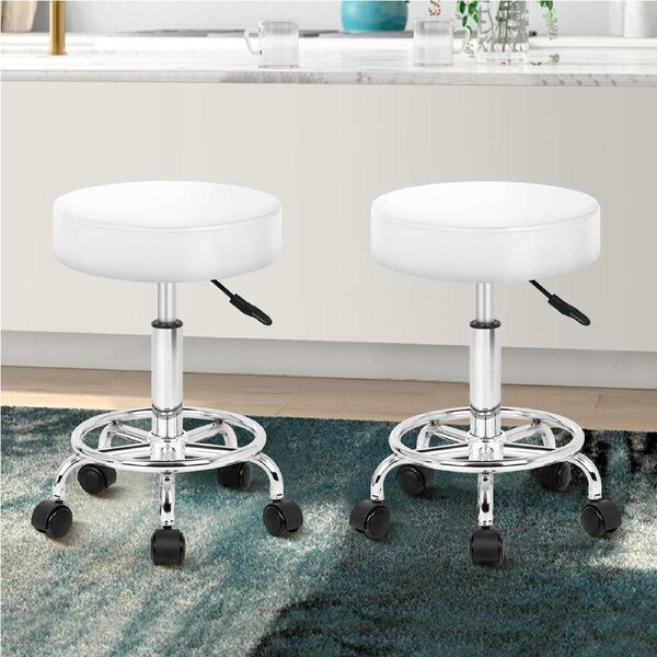 ALFORDSON 2x Salon Stool Round Swivel Chair Barber Hairdressing Kori (White)