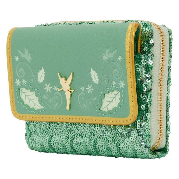Loungefly Disney Peter Pan Tinker Bell Holiday Sequin Tri-Fold Wallet