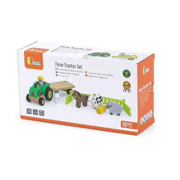 Viga Wooden Farm Tractor Set