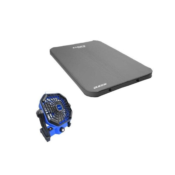 Premium Self-Inflating Mattress Queen Size+ Lithium 2-in-1 LED Fan