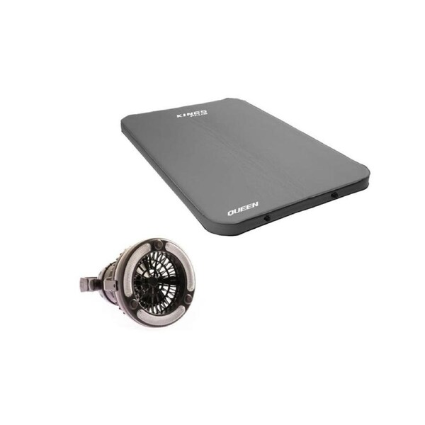 Premium Self-Inflating Mattress Queen Size+ 2 in 1 LED Light/Fan