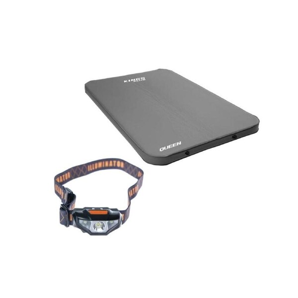 Premium Self-Inflating Mattress Queen Size+ Illuminator LED Head Torch