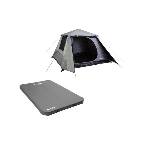 Kings Kwiky 4-6 Person Tent + Premium Self-Inflating Mattress Queen Size