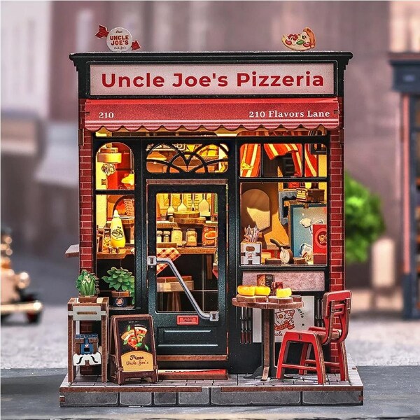 Cutebee Uncle Joe’s Pizzeria DIY Book Nook Kit Miniature Dollhouse