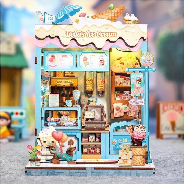 Cutebee Bella’s Ice Cream DIY Book Nook Kit Miniature Dollhouse