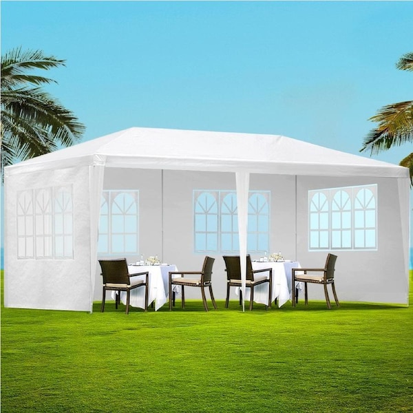 3x6m Gazebo 4 Panels InstaHut Marquee Wedding Party Tent Outdoor Camping Side Wall Canopy White