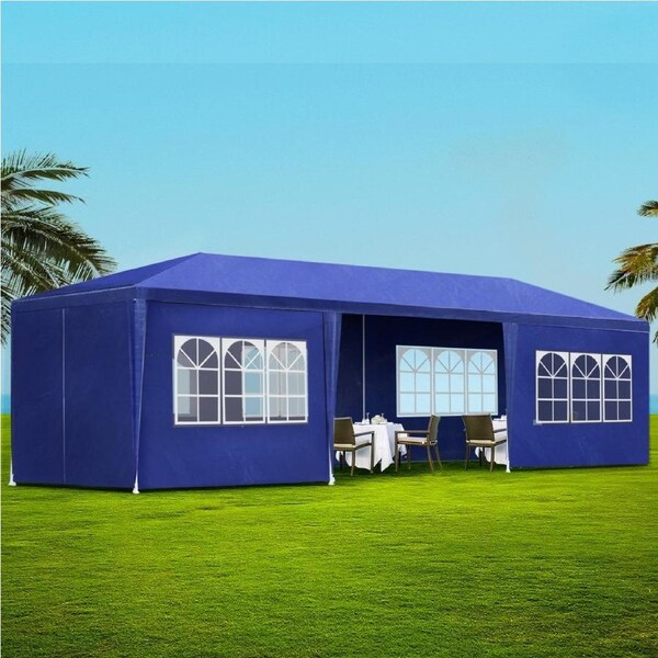 0utdoor 3x9m Gazebo Camping Canopy InstaHut Marquee Wedding 8 Panel Blue
