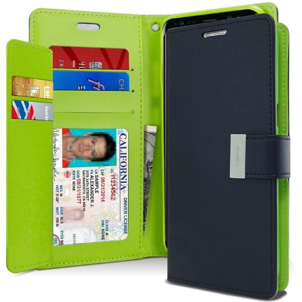 Goospery Mercury Rich Diary For Galaxy S20 - Navy Wallet Phone Case Cover Magnetic Closure