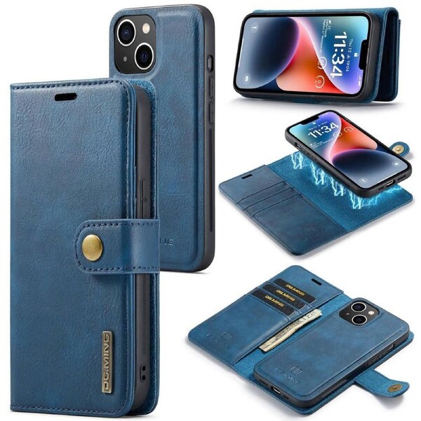 DG.Ming Wallet with Magnetic Case For iPhone 15 Plus - Blue
