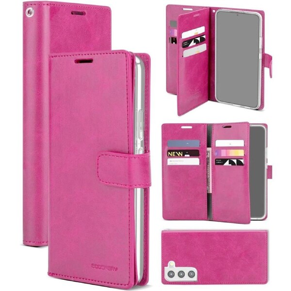 Goospery Mercury Mansoor For Galaxy S24 FE - Hot Pink Diary Wallet Phone Case