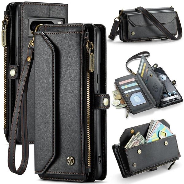 CaseMe C36 Series For Google Pixel 8 Pro - Crossbody Zipper Multi Card Slot Wallet Case