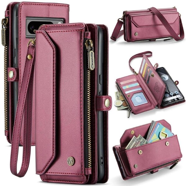 CaseMe C36 Series For Google Pixel 8 Pro - Crossbody Zipper Multi Card Slot Wallet Case