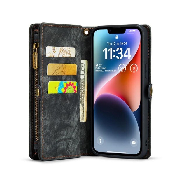 CaseMe 008 Series For iPhone 14 Plus - Black Multi-Functional Wallet with Removable Inner Magnetic Case
