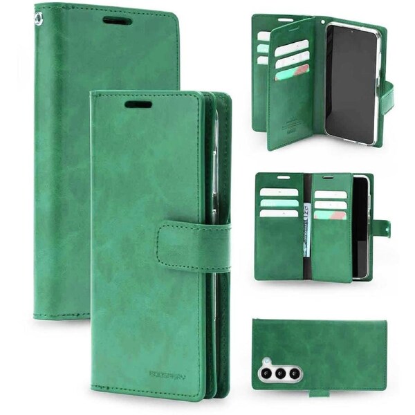 Goospery Mercury Mansoor For Galaxy A25 5G - Mint Green Diary Wallet Phone Case