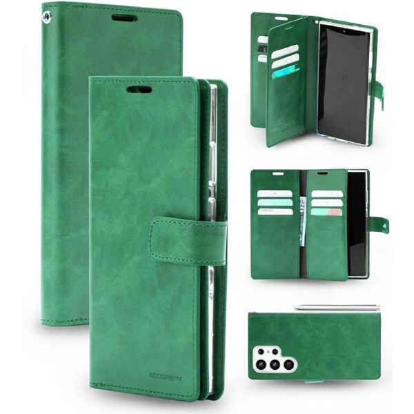 Goospery Mercury Mansoor For Galaxy S23 Ultra - Mint Green Diary Wallet Phone Case