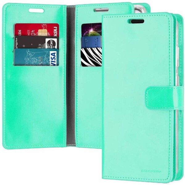 Goospery Mercury Mansoor For Galaxy A14 5G - Mint Green Diary Wallet Phone Case